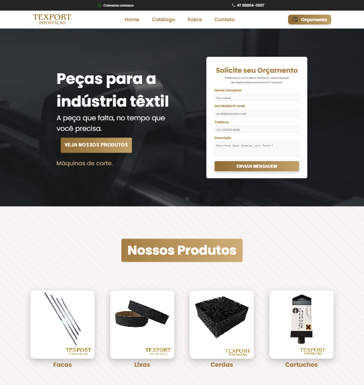 Preview do site para E-commerce Industrial.